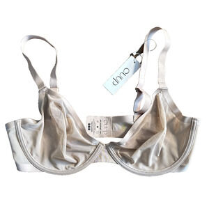 Cuup 38E Bra Beige The Plunge Underwire Back Closure Sheer Cup